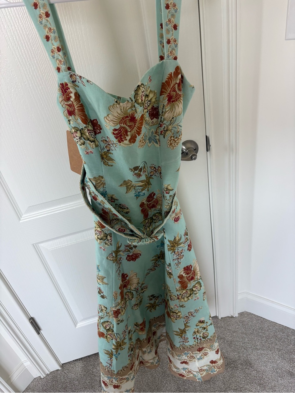 Hemant and Nandita Mint Floral Belted Midi Dress - Picture 3 of 4